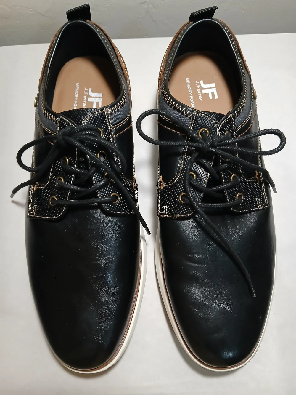 JF Memory Foam Men’s Black & Brown Lace-Up Oxford Shoes 9.5M